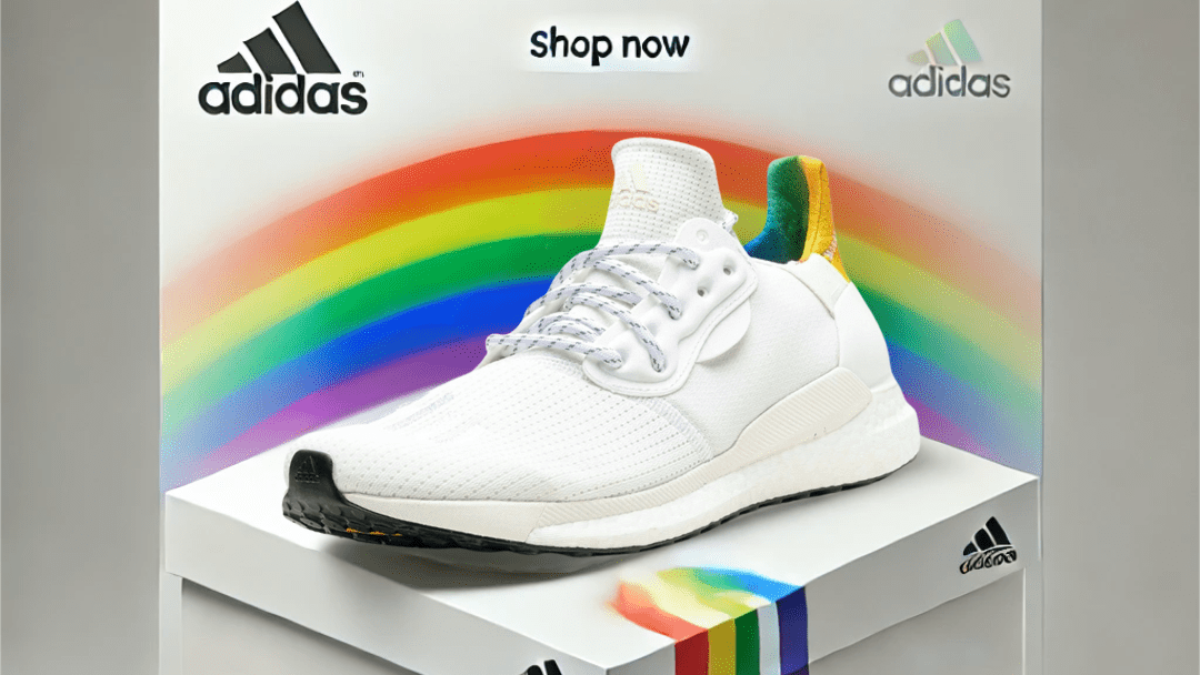 White adidas orders boost with rainbow